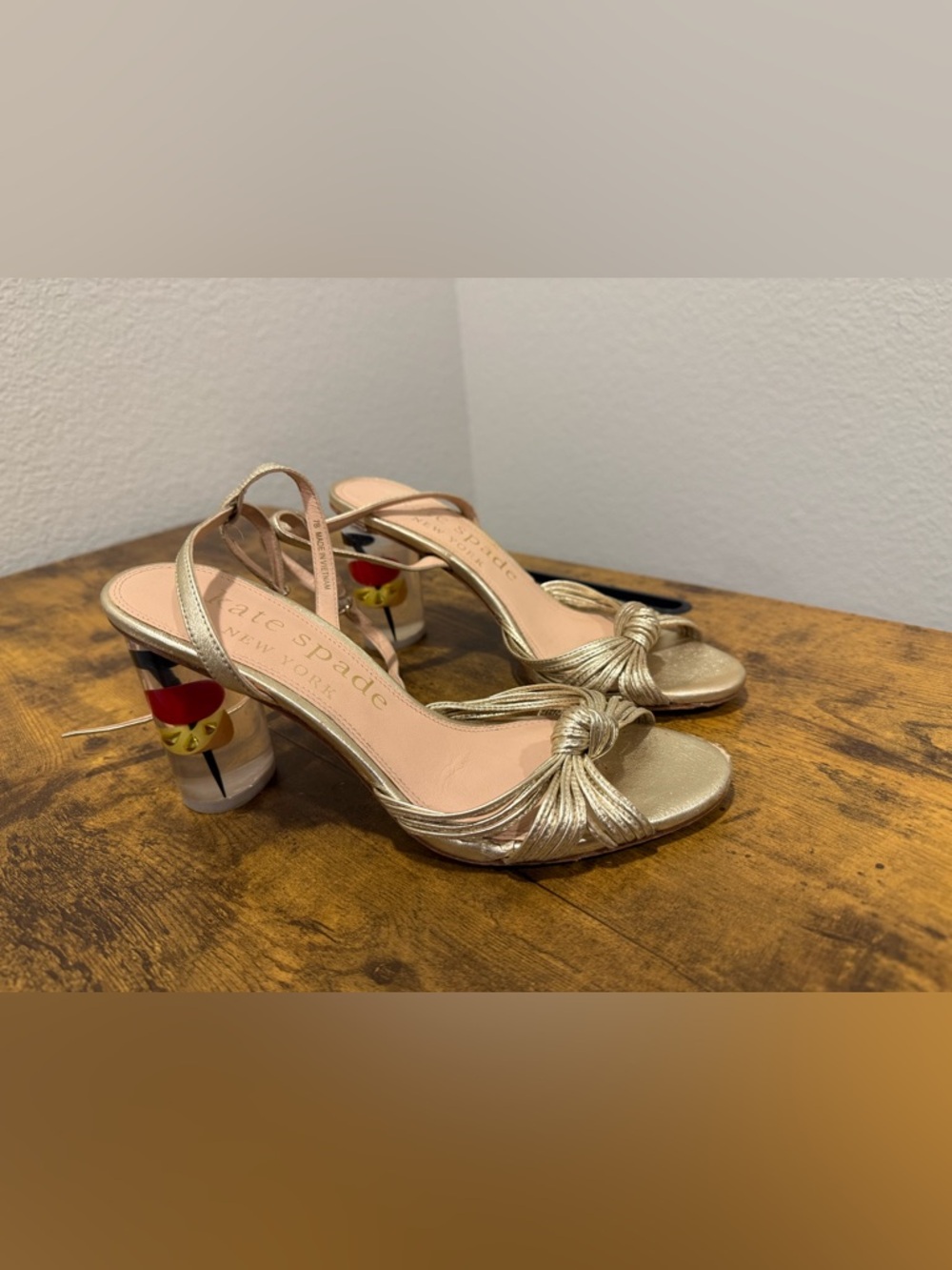 kate spade New York Happy Hour Metallic Gold Knotted Slingback Sandals